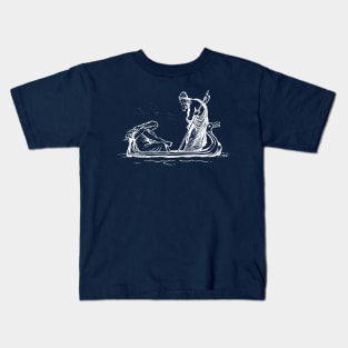 Odin Sailing In An Oselvar Viking Boat Through Fensalir Kids T-Shirt